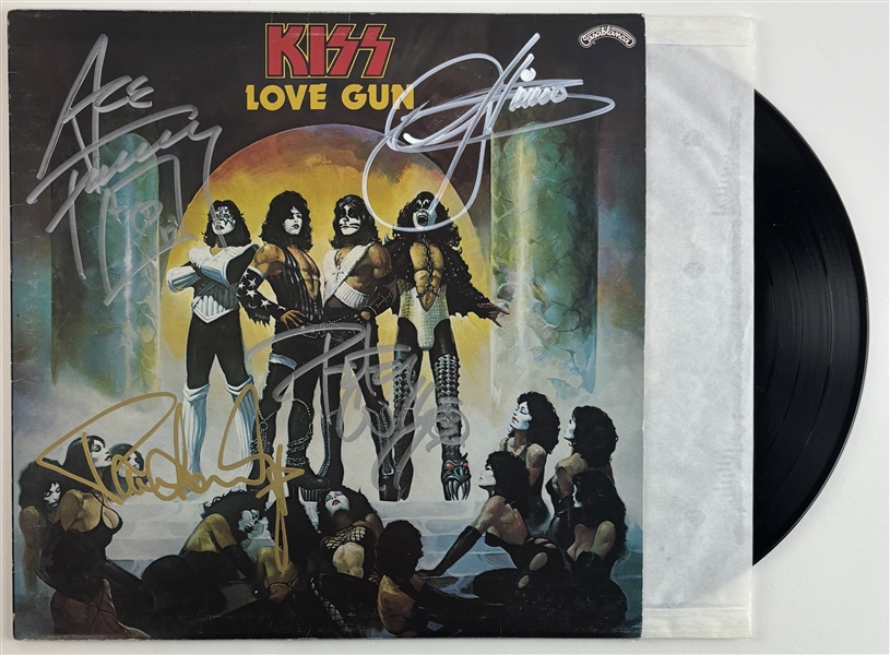 KISS: Group Signed "Love Gun" Album Cover w/ Vinyl (Epperson/REAL)