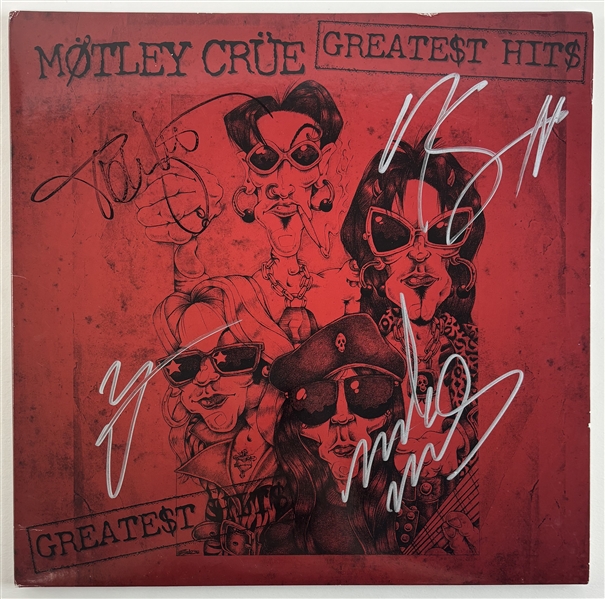 Motley Crue: Group Signed "Greatest Hits" Album Cover (4 Sigs)(Beckett/BAS LOA)(Epperson/REAL LOA)
