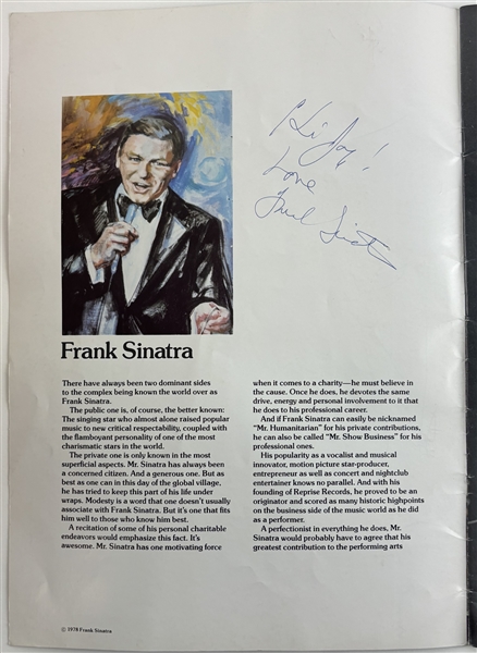 Frank Sinatra Signed 10" x 14" 1978 Tour Program (Epperson/REAL)(Beckett/BAS LOA)