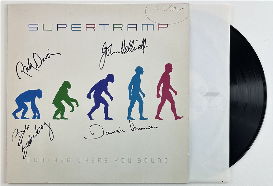 Supertramp: Group Signed "Brother Where You Bound" Album Cover (4 Sigs)(Beckett/BAS LOA)