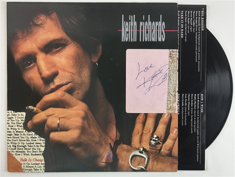 Keith Richards Signed Autograph Page w/ Vinyl Record (Third Party Guaranteed)