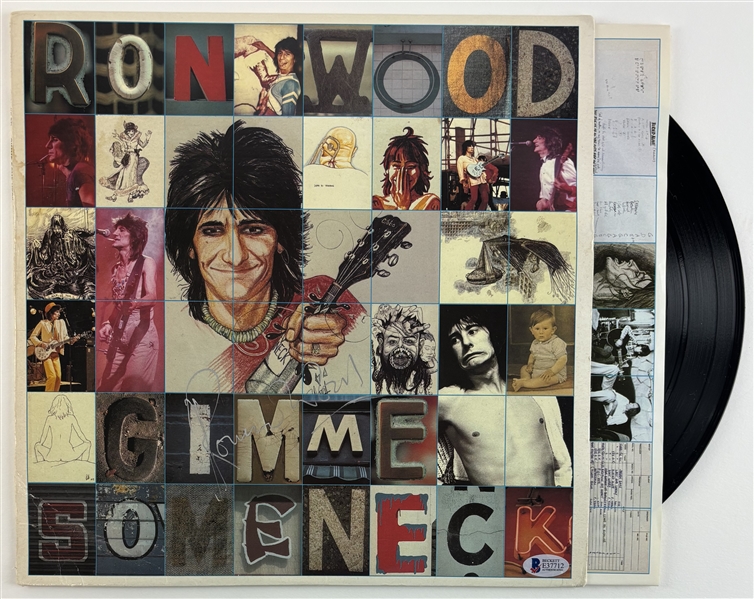 The Rolling Stones: Ronnie Wood Signed "Gimme Some Neck" Album Cover (Beckett/BAS)