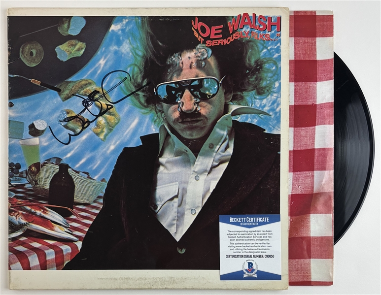 The Eagles: Joe Walsh Signed "But Seriously Folks" Album Cover (Beckett/BAS)