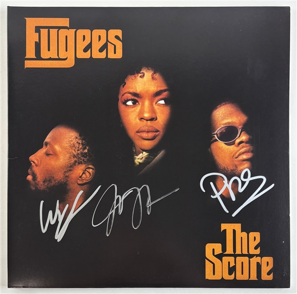 Fugees: Lauren Hill. Pras, & Wyclef Jean Signed "The Score" Album Cover (Beckett/BAS LOA)