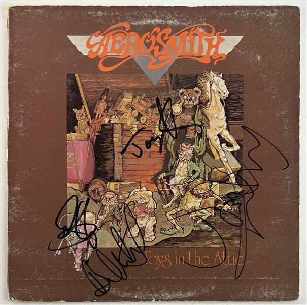 Aerosmith: Group Signed "Toys in the Attic" Album Cover w/ Vinyl (4 Sigs)(Beckett/BAS LOA)