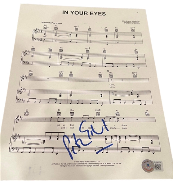 Peter Gabriel Signed "In Your Eyes" Sheet Music (Beckett/BAS)