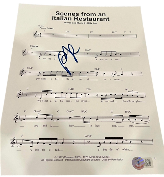 Billy Joel Signed “Scenes from an Italian Restaurant” Sheet Music (Beckett/BAS)
