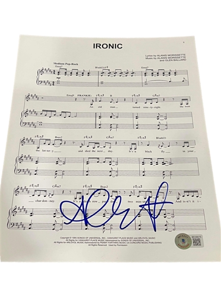 Alanis Morissette Signed “Ironic” Sheet Music (Beckett/BAS)