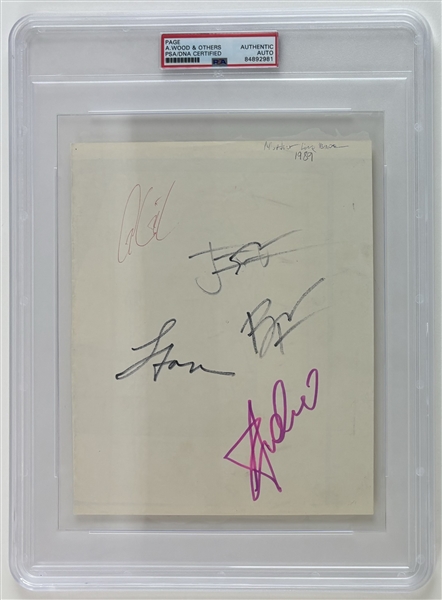 Mother Love Bone: RARE Group Signed Album Page w/ Andrew Wood, Ament, Gossard, & More! (5 Sigs)(PSA/DNA Encapsulated)
