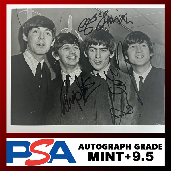 Beatles: McCartney,  Starr, & Harrison Signed 8" x 10" Photo w/ Gem Mint & Mint Plus Grades! (PSA/DNA LOA)