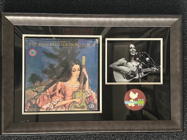 Joan Baez Signed Album Cover in Framed Display (Third Party Guaranteed)