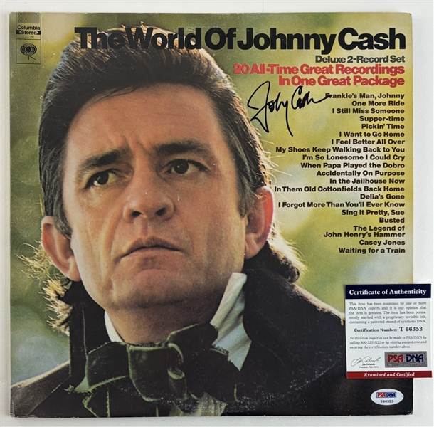 Johnny Cash Signed "The World Of Johnny Cash" Album Cover (PSA/DNA)