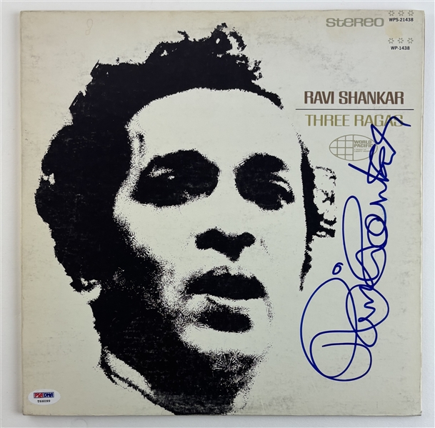 Ravi Shankar Signed “Three Ragas” Album Record (PSA/DNA)
