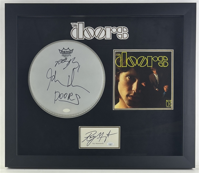 The Doors: Krieger, Densmore & Manzarek Signed Memorabilia in Framed Display (JSA)