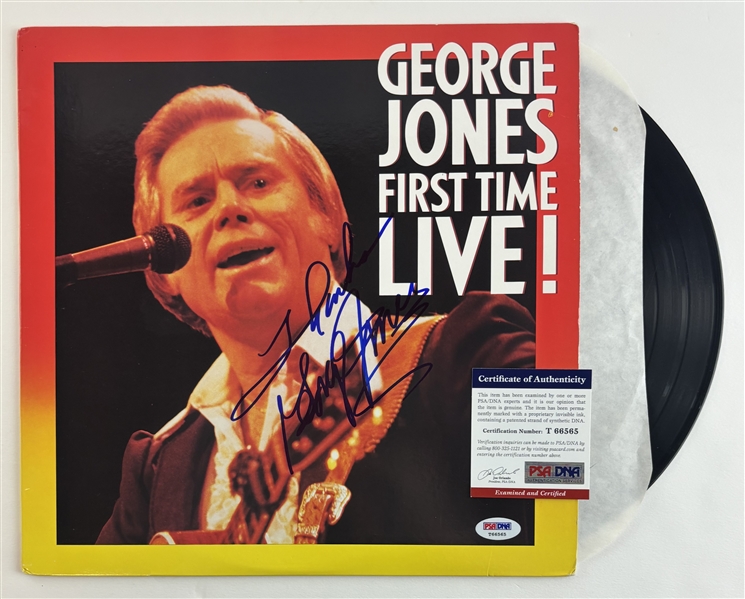 George Jones Signed "First Time Live!" Album Cover (PSA/DNA)