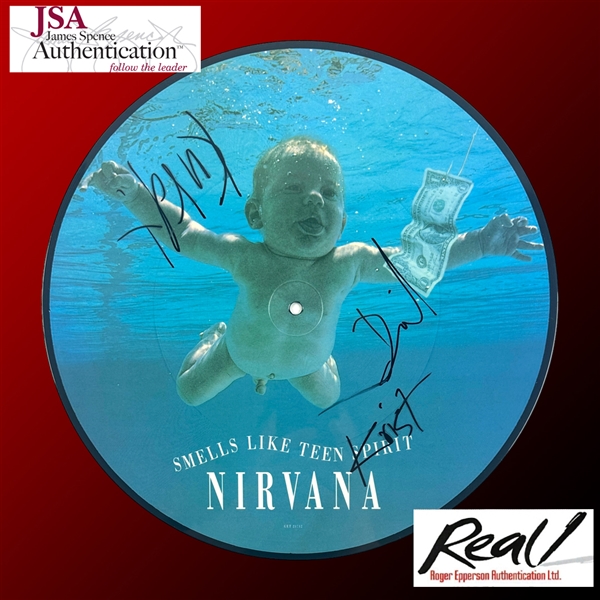 Nirvana: Cobain, Novoselic, & Grohl Group Signed "Smells Like Teen Spirit" Picture Disc (JSA & Epperson/REAL LOAs)