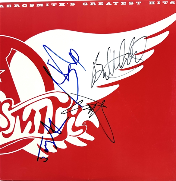 Aerosmith Group Signed "Grestest Hits" Record Album Cover (4 Sigs)(Beckett/BAS LOA)