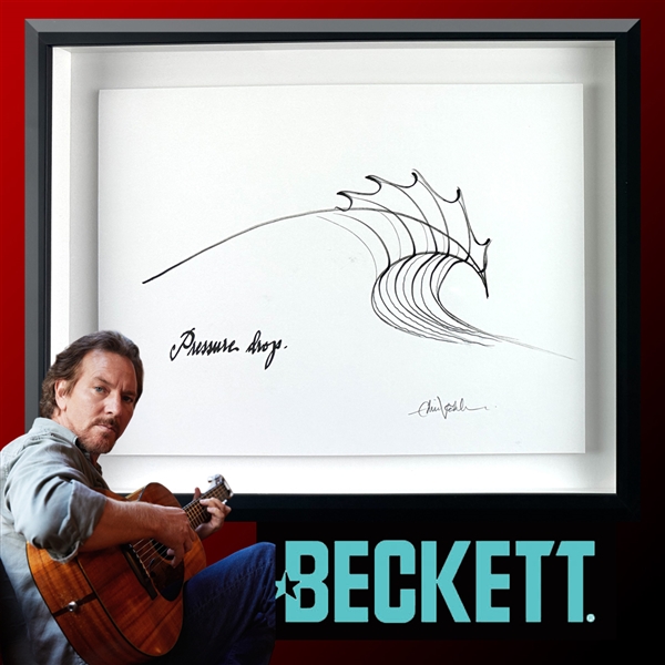 Pearl Jam: Eddie Vedder Superb Hand Drawn & Signed Original "Pressure Drop" Wave Artwork in Framed Display (Beckett/BAS LOA)