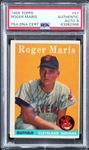 Roger Maris Signed 1958 Topps Rookie Card with NM-MT 8 Autograph (PSA/DNA Encapsulated)