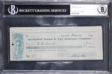 Abraham Lincoln Rare Handwritten & Signed Bank Check (Beckett/BAS Encapsulated)