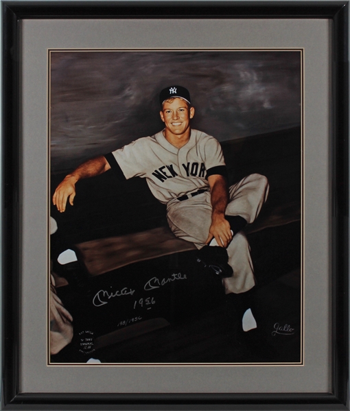 Mickey Mantle Signed Limited Edition Roy Gallo 16" x 20" Photo with "1956" Inscription in Framed Display (Beckett/BAS LOA)