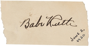 Babe Ruth Superb Signed 1.5" x 3" Spalding Baseball Tag with Choice Playing Era Autograph c. 1930 (Beckett/BAS & PSA/DNA LOAs)