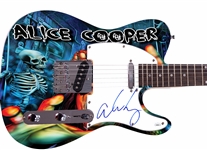 Alice Cooper Signed Custom Graphic Guitar (JSA)