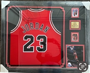 Michael Jordan Signed & Inscribed Bulls Jersey in Framed Display (JSA LOA)
