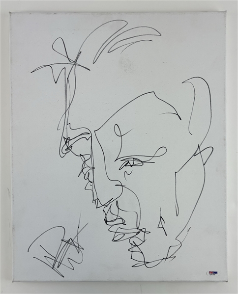 Dave Matthews Signed 16" x 20" Canvas w/ Self Portrait Sketch! (PSA/DNA)