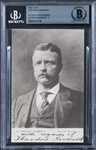 President Theodore Roosevelt Superb Signed 3.5" x 5.5" Portrait Photograph with MINT 9 Autograph (Beckett/BAS Encapsulated)