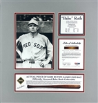 Babe Ruth Game Used Bat Relic in Custom Matted Red Sox Display (PSA/DNA)