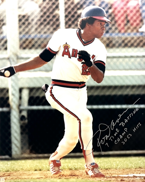 Rod Carew Signed & Multi Inscribed 16" x 20" Color Photo (Third Party Guaranteed)