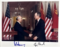 President George H.W. Bush & Mikhail Gorbachev Rare Dual-Signed 8" x 10" Color Photograph (Beckett/BAS LOA)