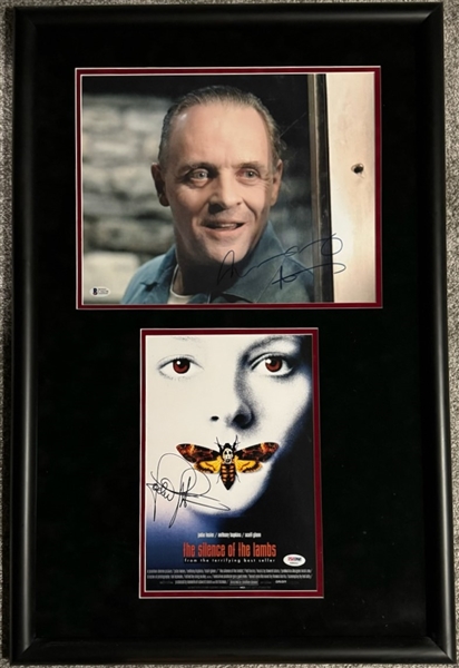 Silence of the Lambs Framed Display w/ Anthony Hopkins & Jodie Foster Autographs (Beckett/BAS)(PSA/DNA)
