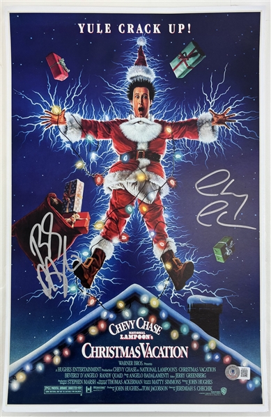 Christmas Vacation: Chevy Chase & Beverly DAngelo Signed 11" x 17" Photo (Beckett/BAS)