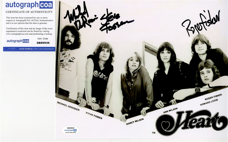 Heart: Band Signed Lot of Two (2) 8" x 10" Photos (4 Sigs)(ACOA)