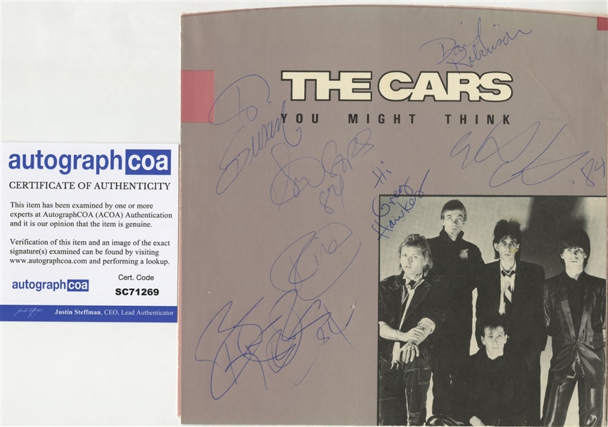 The Cars: Fully Group Signed "You Might Think" 45 RPM (ACOA)