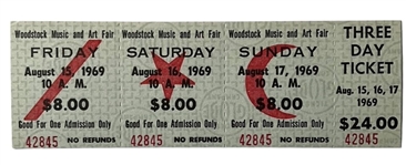 Woodstock Original Unused 3 Day Ticket 1969