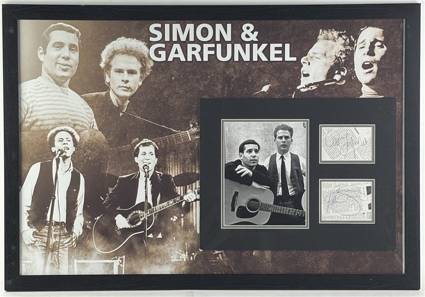 Simon & Garfunkel Signed Pages in Framed Display (Beckett/BAS LOA)