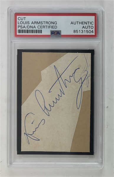 Louis Armstrong Signed  3.5" x 2.5" Segment (PSA/DNA Encapsulated)
