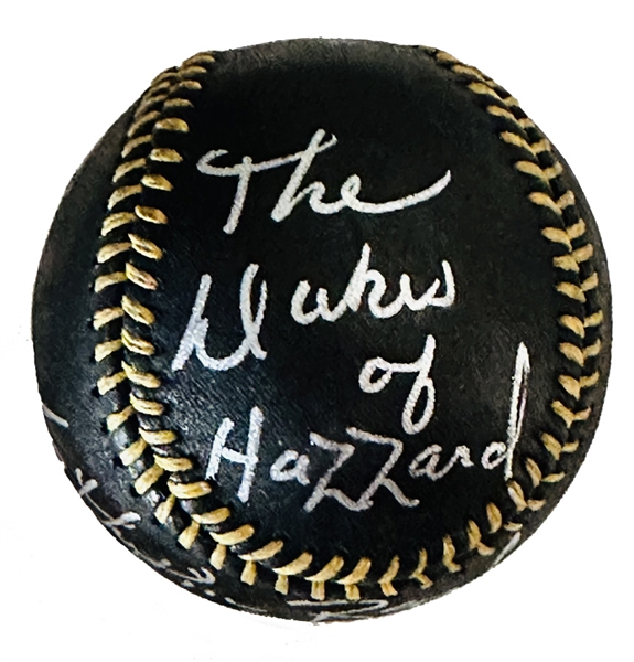 Dukes of Hazzard Cast Signed Black ML Baseball, Sigs Include Bach, Schneider, and Wopat! (Third Party Guaranteed)
