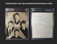 The Beatles: Lennon, Starr, & Harrison Signed 1962 Original Valex Promotional Card (Beckett/BAS Encapsulated & LOA)(JSA LOA)