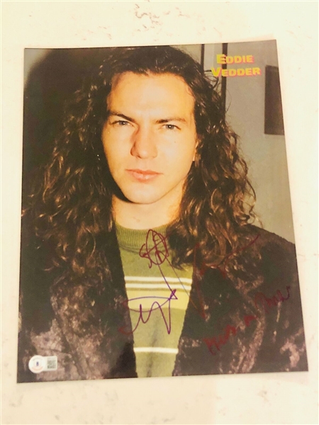 Pearl Jam: Eddie Vedder Signed Vintage Photograph w/ "Break on Thru" Inscription (Beckett/BAS)