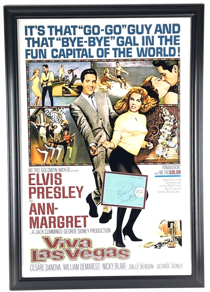 Elvis Presley & Ann Margaret Signed Custom "Viva Las Vegas" Framed Poster (JSA)