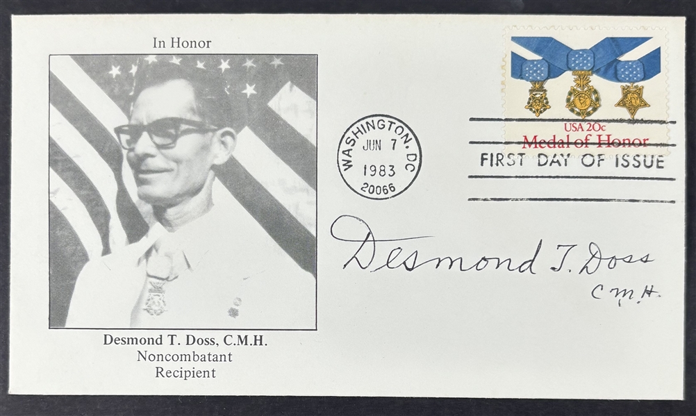 Combat Medic Desmond T. Doss Signed 4" x 6.5" Envelope (Beckett/BAS)	