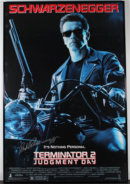 Terminator 2: Arnold Schwarzenegger Signed & Framed Full Signed Movie Poster (Third Party Guaranteed)