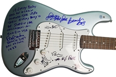 The Beach Boys Signed Fender Guitar w Surfin USA Lyrics Exact Proof BAS Witness