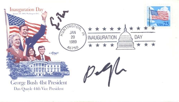 George H.W. Bush & Dan Quayle Dual-Signed 1989 First Day Cover (Beckett/BAS)