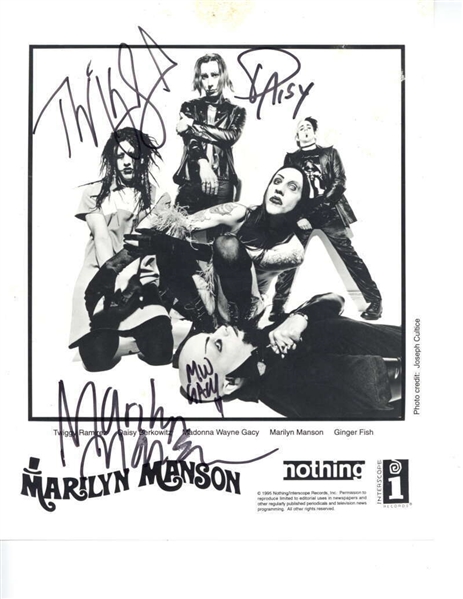 Maryilyn Manson Group Signed Original 1995 Interscope 8" x 10" Photograph (Beckett/BAS LOA)
