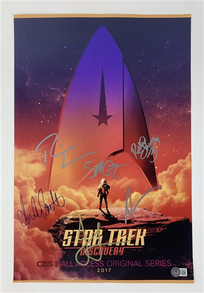 Star Trek: Multi Signed 12" x 18" Discovery Mini-Poster (Beckett/BAS LOA)(Steve Grad Autograph Collection)